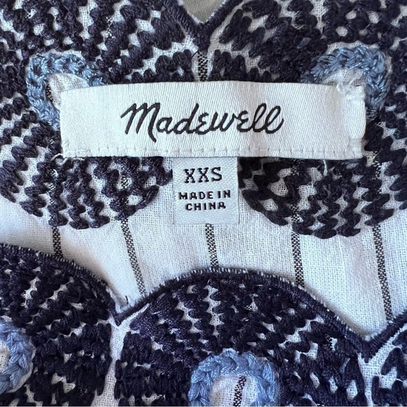 Madewell Embroidered Butterfly Dress in Stripe Dark Metal Size‎ XXS Retro 70s - Picture 8 of 11